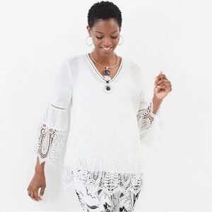 NWOT Chico's White Lace Detail Blouse